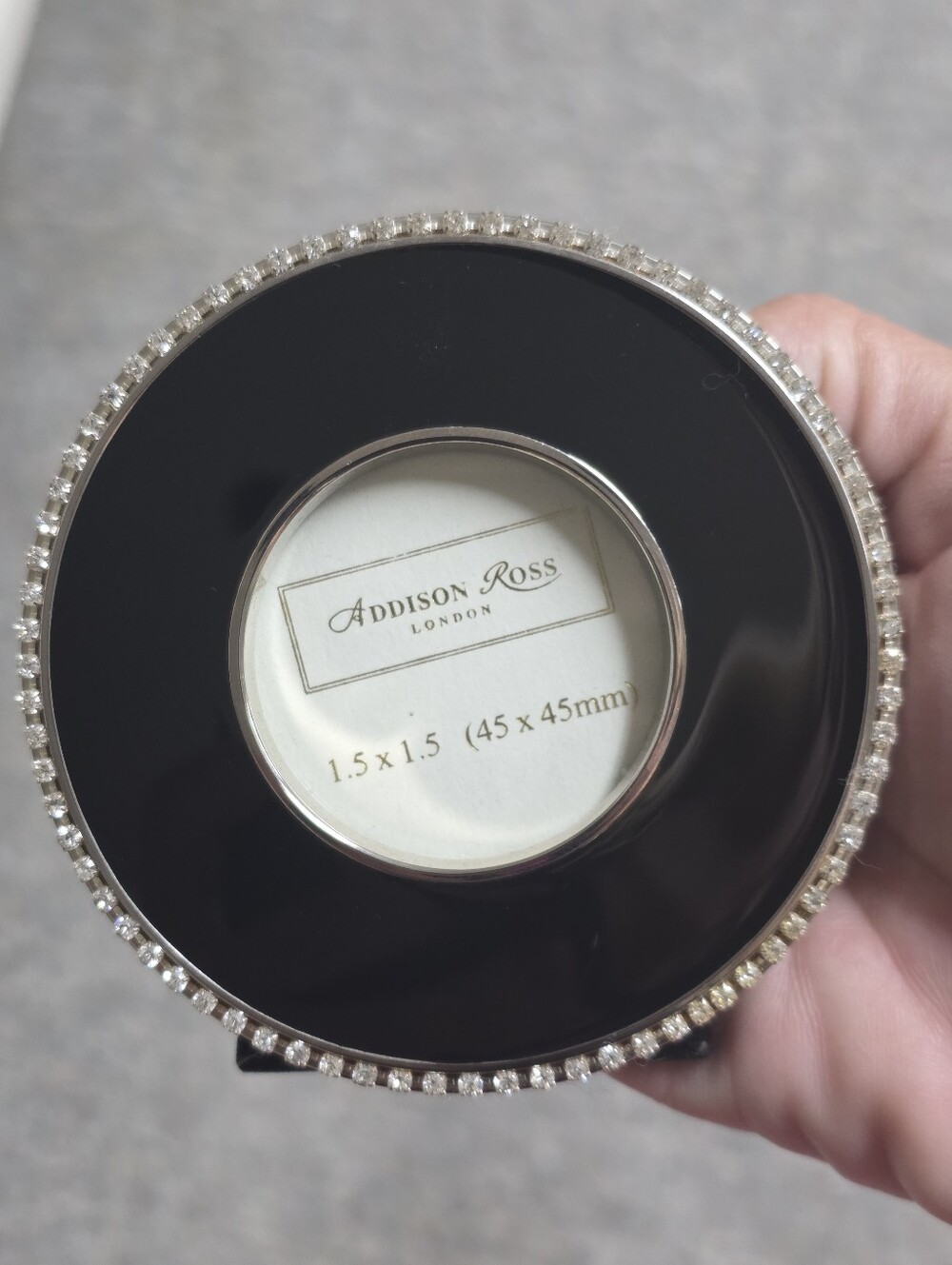 Addison Ross Black Enamel & Rhinestone Luxury Mini Tabletop Frame